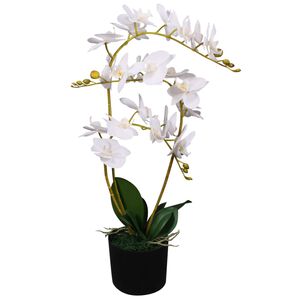 vidaXL Konstv&auml;xt Orkid&eacute; med kruka 65 cm vit