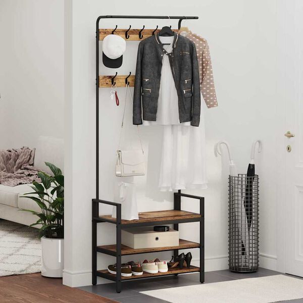 vidaXL Kl&auml;dh&auml;ngare Gammalt tr&auml; 75 x 34 x 184 cm Konstruerat tr&auml;