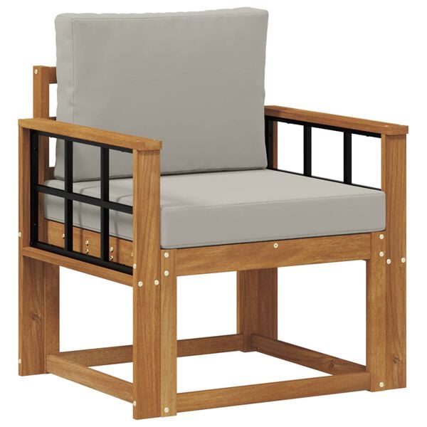 vidaXL Utomhussoffa Massivt akaciatr&auml; och polyester Naturlig