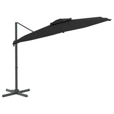 vidaXL Frihängande parasoll med ventilation svart 300x300 cm