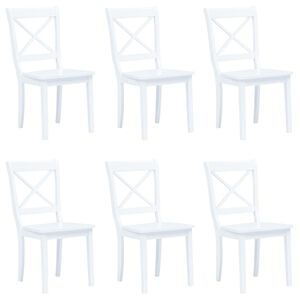 vidaXL Matstolar 6 st vit massivt gummiträ