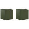 vidaXL V&auml;xtst&auml;ll 2 pcs Olivgr&ouml;n 40 x 40 x 40 cm St&aring;l