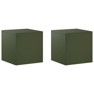 vidaXL V&auml;xtst&auml;ll 2 pcs Olivgr&ouml;n 40 x 40 x 40 cm St&aring;l
