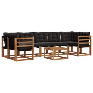 vidaXL Utomhussoffset med kudde 8 pcs Naturlig och svart