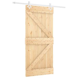 vidaXL Skjutd&ouml;rr 90 x 210 cm Massiv furu Naturlig och vit