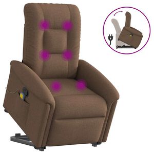 vidaXL Massagef&aring;t&ouml;lj med uppresningshj&auml;lp brun tyg