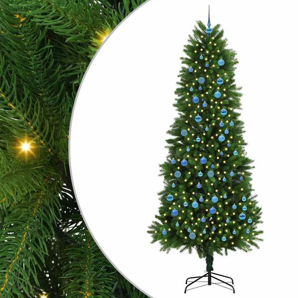 vidaXL Julgran med 300 LED-lampor med stativ Gr&ouml;n 240 cm PE