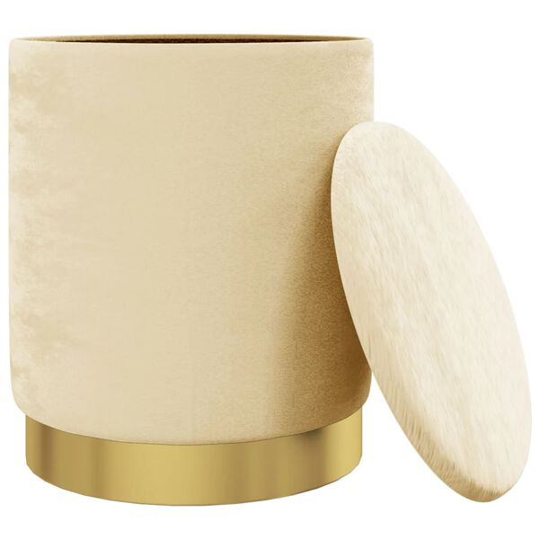 vidaXL Rund förvaringspall aprikos sammet 31 x 37 cm