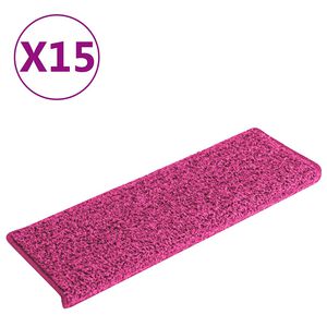 vidaXL Trappmattor 15 st 65x21x4 cm rosa rektangul&auml;r kant