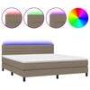 vidaXL Rams&auml;ng med madrass & LED taupe 180x200 cm tyg