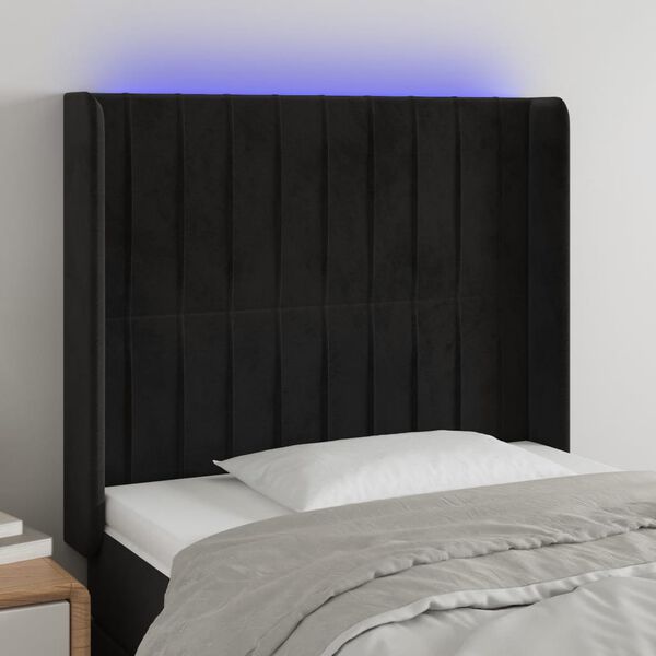vidaXL S&auml;nggavel LED svart 93x16x118/128 cm sammet