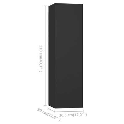 vidaXL TV-skåp 4 delar svart 30,5x30x110 cm konstruerat trä