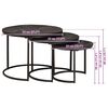 vidaXL Nesting Kaffe Bord 3 pcs Svart Massivt Mangotr&auml; och st&aring;l