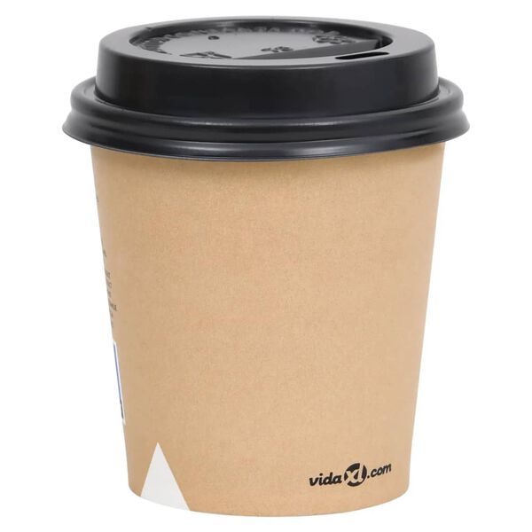 vidaXL Pappersmuggar med lock 200 ml 250 st brun