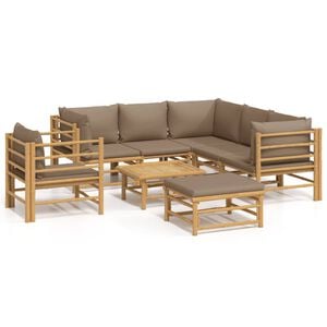 vidaXL Loungegrupp 8 delar taupe dynor bambu