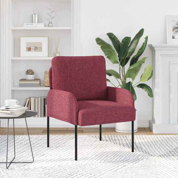 vidaXL Soffor med kudde 55cm Vinr&ouml;d Plywood