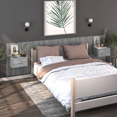 vidaXL Väggmonterade sängbord 2 st grå sonoma