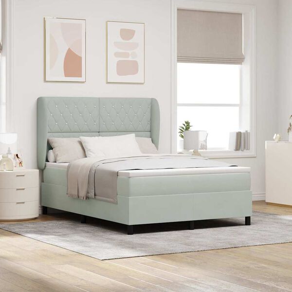 vidaXL B&auml;ddfj&auml;der med madrass Ljusgr&aring; 190 x 140 cm Polyester