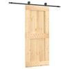 vidaXL Skjutd&ouml;rr Naturlig och svart 90 x 210 cm Massiv furutr&auml;d&ouml;rr