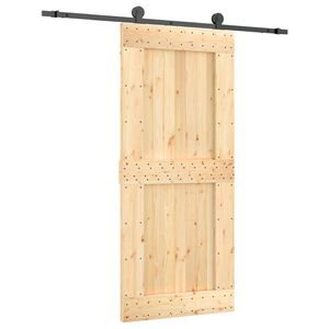 vidaXL Skjutd&ouml;rr Naturlig och svart 90 x 210 cm Massiv furutr&auml;d&ouml;rr