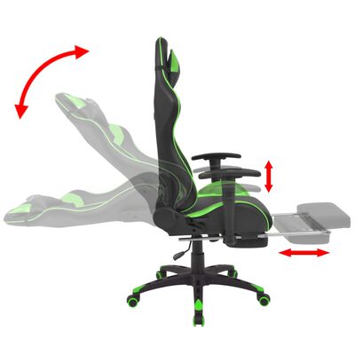 vidaXL Kontorsstol i sportbilsdesign med fotstöd grön