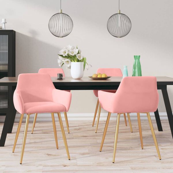 vidaXL Matstolar 4 st rosa sammet