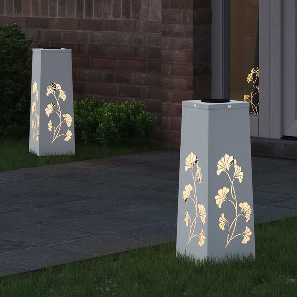 vidaXL Solar LED Stig Ljus 2 pcs Vit Kallvalsat st&aring;l