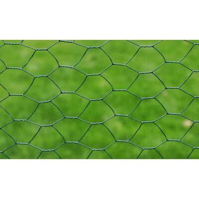 vidaXL Hönsnät galvaniserat med PVC-beläggning 25x0,75 m grön