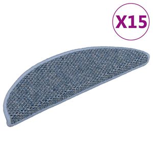 vidaXL Trappstegsmattor sj&auml;lvh&auml;ftande sisal 15 st 56x17x3 cm bl&aring;