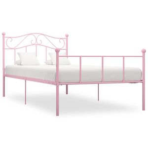vidaXL S&auml;ngram utan madrass rosa metall 90x200 cm