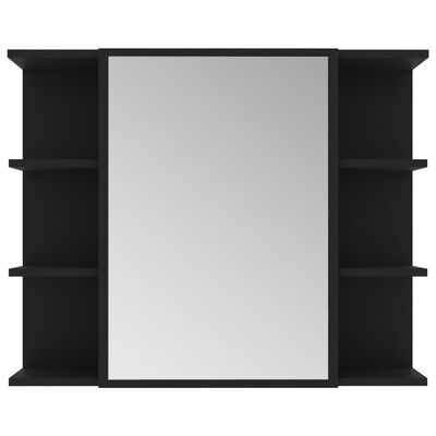 vidaXL Spegelskåp för badrum svart 80x20,5x64 cm konstruerat trä