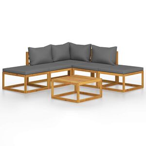 vidaXL Loungegrupp f&ouml;r tr&auml;dg&aring;rden med dynor 6 delar massivt akaciatr&auml;