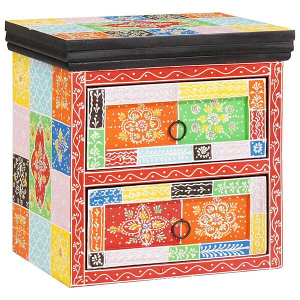 vidaXL Nattduksbord med l&aring;da 2 pcs Flerf&auml;rgsdesign 40 x 30 x 40 cm