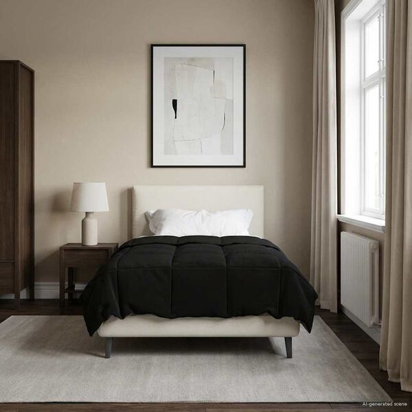 vidaXL Full &Aring;rs-Duvet Quiltad Svart 135 x 200 cm Mikrofiber