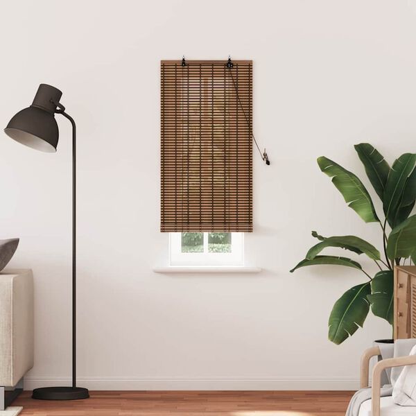vidaXL Rullgardin med gardiner Brun 60 x 220 cm Bambu