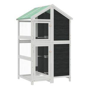 vidaXL F&aring;gelhus gr&aring; 97x81x152 massiv furu