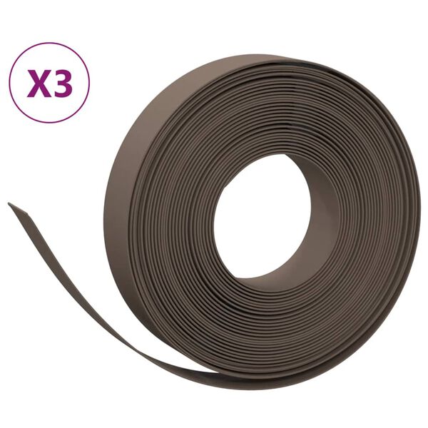 vidaXL Rabattkant brun 3 st 10 m 10 cm polyeten