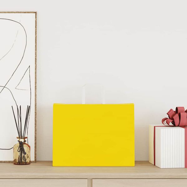 vidaXL Pappersp&aring;sar 50 st med handtag gul 32x17x25 cm