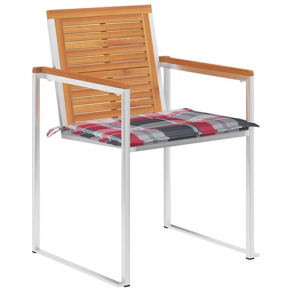 vidaXL Trädgårdsstolar med dynor 4 st massivt akaciaträ