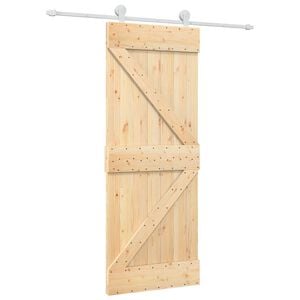 vidaXL Skjutd&ouml;rr 80 x 210 cm Massiv furu Naturlig och vit