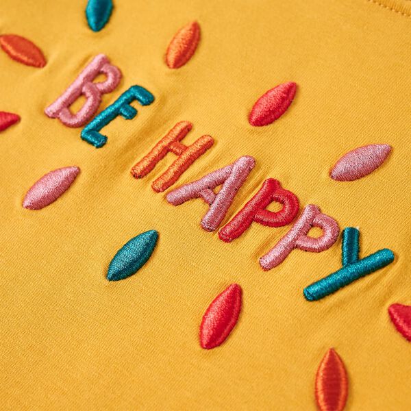 T-shirt med l&aring;nga &auml;rmar f&ouml;r barn m&ouml;rk ockra 140