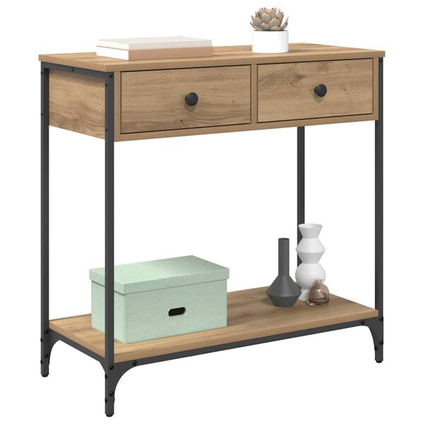 vidaXL Konsolbord Artisan Ek 75 x 34,5 x 75 cm Konstruerat tr&auml;