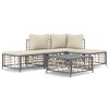 vidaXL Loungegrupp 5 delar med dynor antracit konstrotting