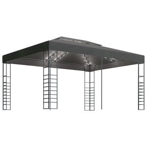 vidaXL Paviljong med ljusslinga LED 3x4 m antracit