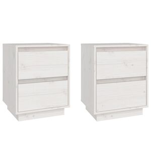 vidaXL S&auml;ngbord 2 st vit 40x35x50 cm massiv furu