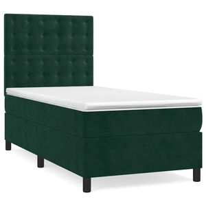 vidaXL Rams&auml;ng med madrass m&ouml;rkgr&ouml;n 80x200 cm sammet