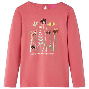 T-shirt med l&aring;nga &auml;rmar f&ouml;r barn gammelrosa 92