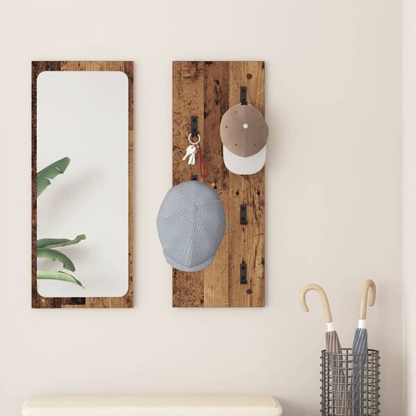 vidaXL V&auml;ggmonterad Kl&auml;dh&auml;ngare Gammalt tr&auml; 30 x 1,5 x 80 cm