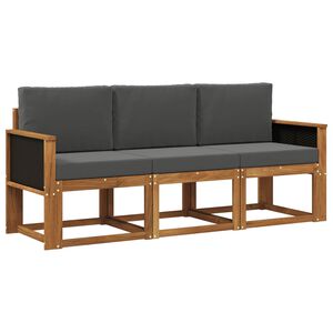 vidaXL Utomhussoffset med kudde 3 pcs Naturlig och Antracit