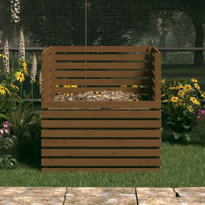 vidaXL Kompostlåda honungsbrun 100x100x102 cm massiv furu